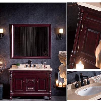 BNC HOME 47'' Freestanding Solid Wood Bathroom Vanity Set in Dark Walnut Finish BCVS1605-120
