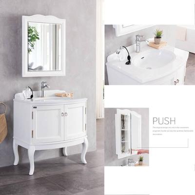 BNC HOME 32'' Wall Hung Solid Wood Bathroom Vanity Set  in Matte White Finish  BCK6608-80