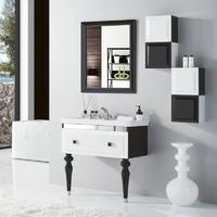 BNC HOME 31'' Freestanding Solid Wood Bathroom Vanity Set  in Glossy White & Black Finish BCK9131