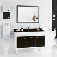 BNC HOME 45'' Wall Hung Solid Wood Bathroom Vanity Set  in Glossy White & Black Finish BCK9135